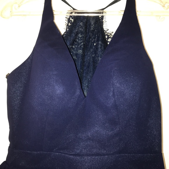 Dark Blue Lace-Back & Detailed Bottom Dress - Picture 5 of 6